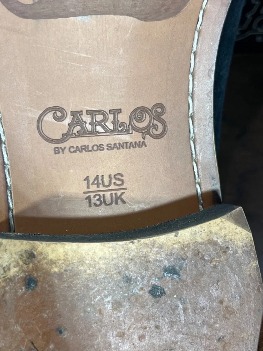 CARLOS BY CARLOS SANTANA West Cap-Toe Leather Derby Black Sz 14D EUC